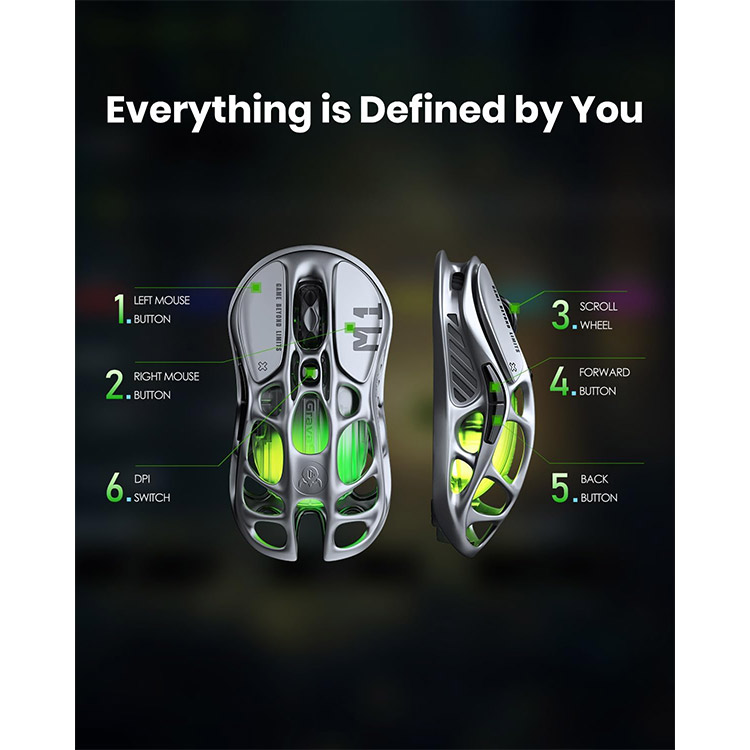 خرید موس GravaStar Mercury M1 Pro - بی‌سیم - نسخه Gunmetal Grey